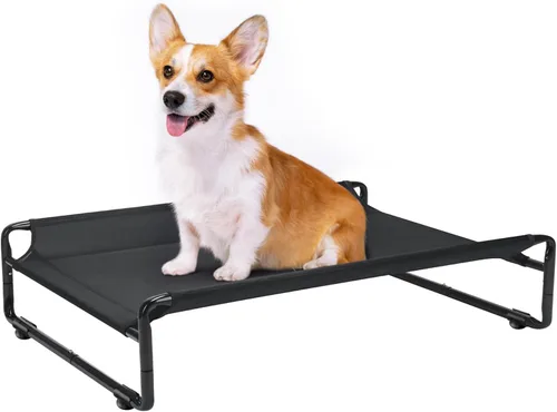 Vista 16 de Veehoo Camas elevadas para perros grandes, cuna lavable con reposacabezas laterales, cama elevada para perros al aire libre con patas