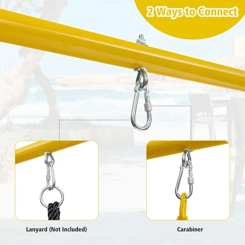 Vista 4 de Costzon - Soporte de metal para columpio con capacidad de hasta 550 libras, marco de columpio de acero completo, juego de 2 columpios con marco en A