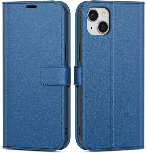 Vista 19 de oakxco Funda tipo cartera para iPhone SE 2022/2020/8/7 con soporte para tarjeta de crédito, funda magnética RFID delgada tipo libro con tapa