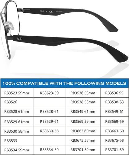 Vista 3 de 4 pares de almohadillas de nariz de repuesto para Ray-Ban RB3604 RB4264 RB3534 RB3549 RB3584 RB3614 RB3523 RB3526 RB3538 RB3558 RB3660 RB3530