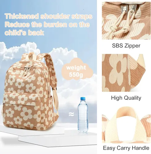Vista 29 de LOIDOU Mochila para adolescentes y niñas, mochila escolar con lonchera y estuche para lápices, juego de bolsas escolares 3 en 1