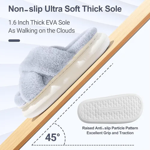 Vista 4 de Pantuflas de casa para mujer, pantuflas peludas de plataforma, pantuflas para mujer, pantuflas de interior esponjosas