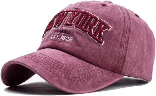 Vista 7 de Gorra de béisbol New-York con diseño desgastado, ajustable con tiras, lavada, de sarga, gorra de papá unisex Eohak Negro