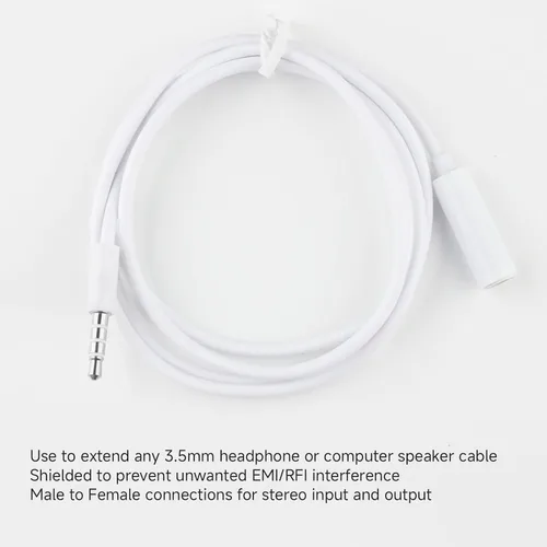 Vista 3 de OLIREXD 2 cables de extensión de auriculares de 0.138 in, extensor de conector de auriculares macho a hembra de 4 polos, cable de extensión de audio