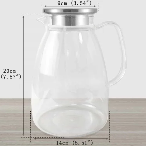 Vista 9 de Jarra de vidrio con tapa y asa, jarra de borosilicato resistente al calor