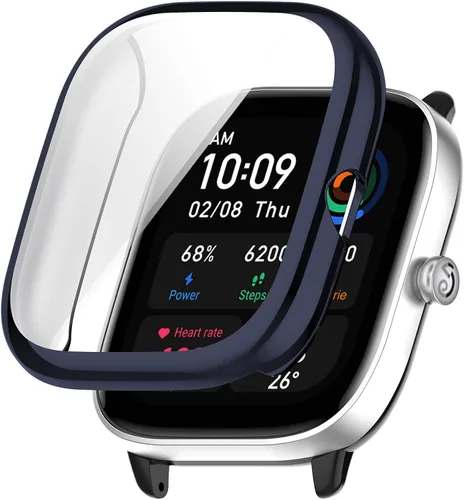 Vista 13 de Fundas protectoras de pantalla compatibles con Amazfit GTS 4 Mini, cubierta protectora duradera de TPU de cobertura completa, accesorios para Negro
