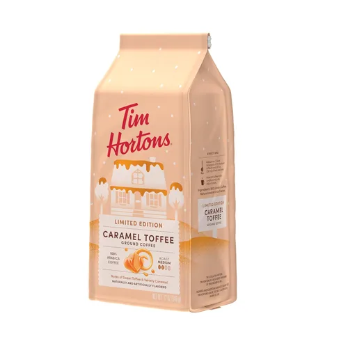 Vista 3 de Tim Hortons Bolsa de 12 oz de café molido, sabor caramelo y toffee, 100% café arábica