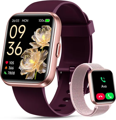 Vista 8 de Relojes inteligentes para mujeres y hombres, reloj inteligente Alexa HD de 1.83 pulgadas para Android y iPhone (llamadas/SMS/recordatorios), reloj