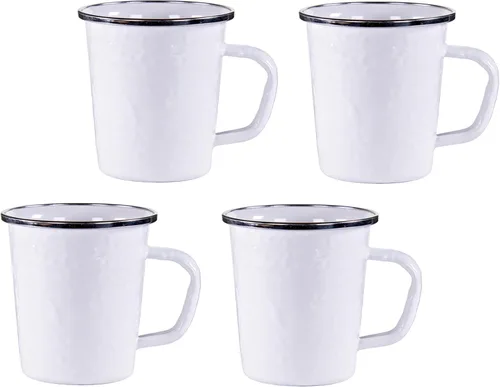Vista 12 de Golden Rabbit Enamelware Latte Coffee or Tea Mugs, 16 ounce, Americana, Set of 4