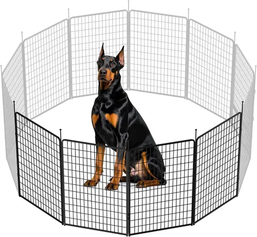 Vista 9 de SunsGrove - Cerca para perros para exteriores, corral resistente de 32 pulgadas con 2 paneles para perros pequeños y medianos, cerca de juego