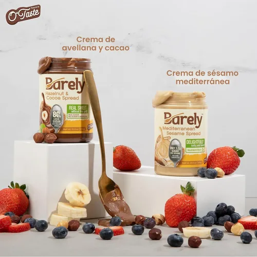 Vista 7 de Barely Crema de cacao con avellana, bajo en azúcar, vegano y keto Real sugar micromilled 10x sweeter — just 3.2g sugar per serving. Vegan