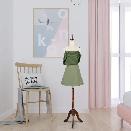 Vista 3 de Bonnlo Maniquí femenino mejorado con forma de torso para vestido, cuerpo de maniquí con soporte ajustable de goma y madera para exhibir joyería