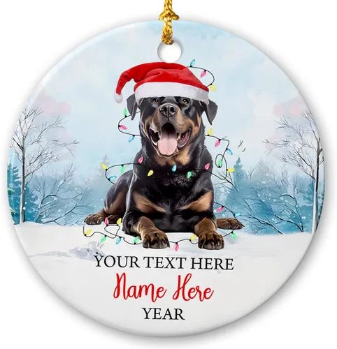 Vista 13 de Adorno de cerámica de Alaska Malamute de Feliz Navidad, decoración personalizada de Papá Noel, perro de Alaska Malamute nombre de perro, decoración