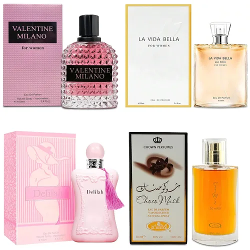 Vista 25 de AFLUXE Top Sales 4 Pieza Set de Perfume para Mujer Combo Eau de Parfum Spray Natural, Fragancia Duradera para Mujeres Kiara Mango Punch & Sarah Pink