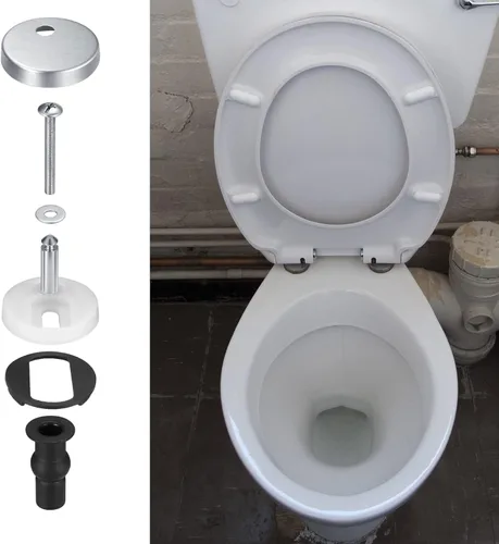 Vista 2 de Juego completo de 2 accesorios de bisagra de asiento de inodoro, tuercas de fijación superior, tornillos de liberación rápida, accesorios de goma
