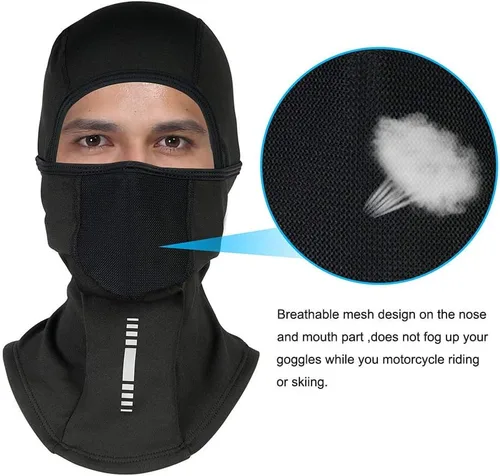 Vista 5 de Pasamontañas para invierno, forro polar, máscara térmica de esquí, resistente al viento, a prueba de polvo, transpirable, bandana para snowboard