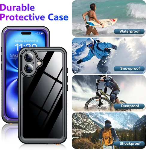 Vista 188 de Temdan - Funda impermeable diseñada para iPhone 12, protector de pantalla y cámara integrado IP68 bajo el agua, cuerpo completo, a prueba de caídas