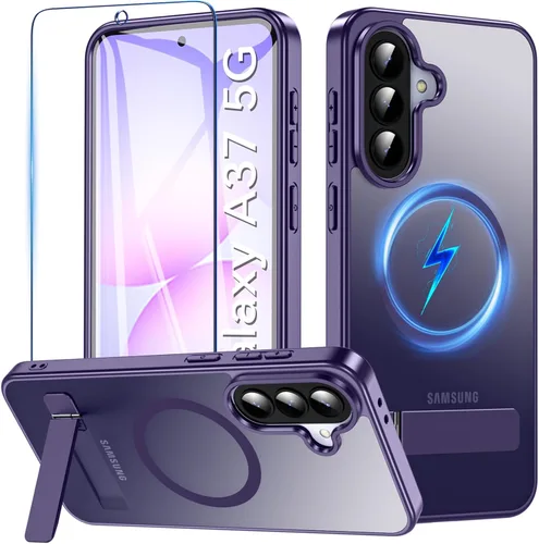 Vista 28 de OWKEY Funda magnética para Samsung Galaxy A15 5G con protector de pantalla y soporte, funda magnética para protección de grado militar Magsafe a