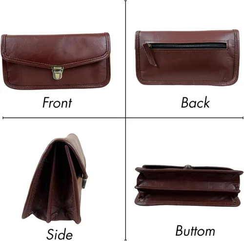 Vista 3 de Madosh - Bolso bandolera de piel auténtica para mujer, color marrón, Marrón