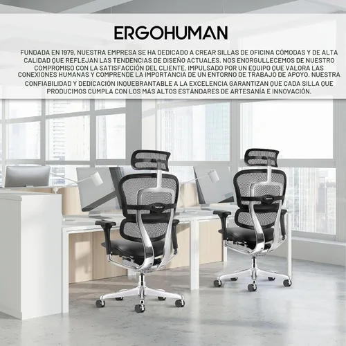 Vista 9 de Ergohuman Eurotech LEM4ERG - Silla de oficina ejecutiva de malla con respaldo alto con asiento de cuero, control de tensión de inclinación, bloqueo