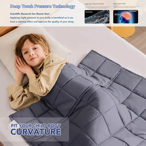 Vista 3 de Topcee Manta con peso (3 libras, 36 x 48 pulgadas), manta refrescante pesada para dormir, se aplica a 20-40 libras, manta suave y gruesa