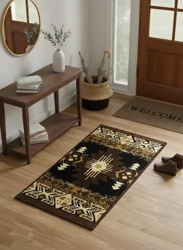 Vista 69 de YHSF South West - alfombra estilo nativo americano del suroeste C318 - fácil de limpiar, gruesa, suave, duradera, alfombra inspirada en tribus