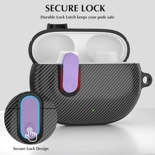 Vista 3 de Valkit Funda transparente compatible con Beats Studio Buds 2021/2023+ con kit de limpieza y cerradura, funda protectora de TPU suave a prueba