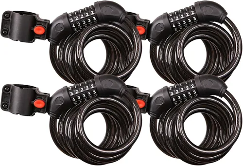 Vista 9 de SEPOX® Paquete de 2 piezas de 1.83 m de cable extra largo con combinación para bicicleta, cerradura de seguridad retráctil de 4 dígitos, cable de 12