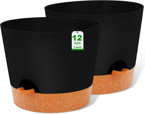 Vista 16 de GARDIFE Macetas de 10/9/8 pulgadas para plantas de interior, macetas auto-regantes, macetas de riego automático, macetas de flores, negras