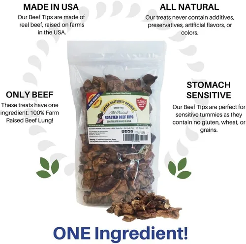 Vista 3 de Golosinas de carne de res para perros, fabricadas solo en Estados Unidos, puntas de carne de res carnosa y naturales, carne de res americana asada