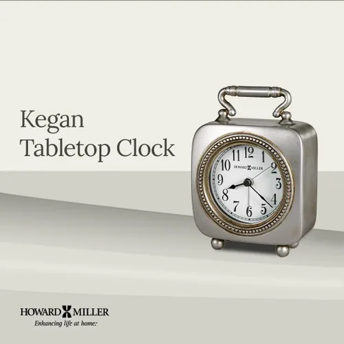 Vista 5 de Howard Miller Kegan - Reloj despertador analógico de escritorio con luz de fondo, marco de metal, estante moderno de mediados de siglo y decoración