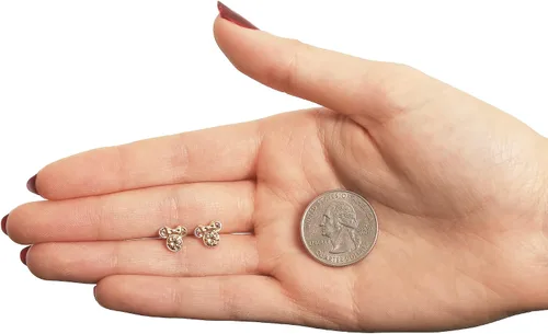 Vista 4 de Disney Aretes de piedra natal de Minnie Mouse para mujer, aretes de oro de 10 quilates de Disney - Joyas de Disney para mujer