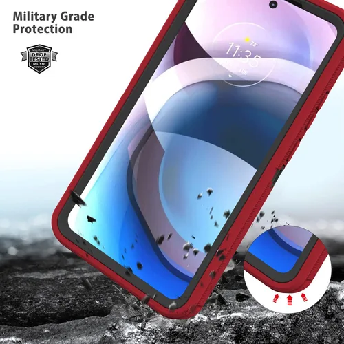 Vista 2 de Funda para Moto One 5G Ace con protector de pantalla, resistente de triple capa, a prueba de golpes, a prueba de caídas/polvo, híbrida, resistente