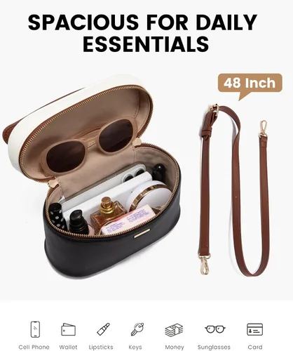 Vista 3 de LOVEVOOK - Bolso bandolera para mujer, con asa superior y pequeño bolso de hombro de cuero PU, bolso de mano con solapa para damas