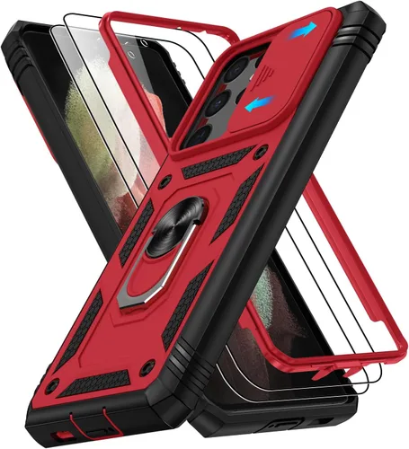 Vista 121 de Gritup Funda para Google Pixel 6 con cubierta deslizante para cámara y protector de pantalla (2 unidades), soporte de anillo giratorio 360°, funda