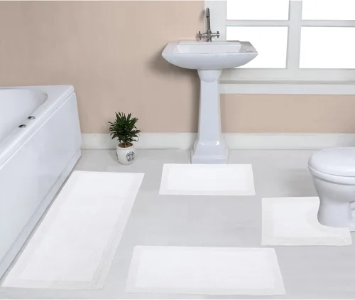 Vista 55 de Home Weavers Luxury Collection 100% Cotton Reversible Bathroom Rugs Set, Washable Rug, Soft Cotton Extra Soft and Absorbent Bath Rug, Kitchen Mat, 2