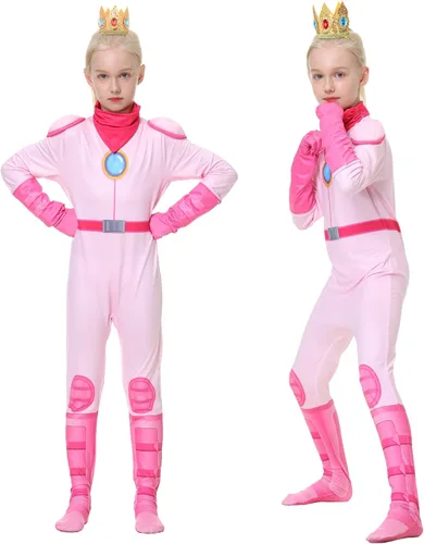 Vista 7 de Ratoher Super Brothers Princess Costume for Kids, Peach and Daisy Princess Cosplay Costume for Toddler Girls