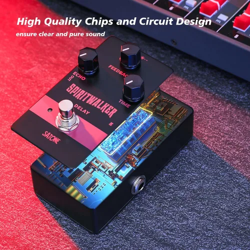 Vista 3 de Satone Pedal de guitarra retardada, Spritwalker Pedal de efecto de guitarra eléctrica Delay DC 9V Mini Pedal de retardo analógico True Bypass