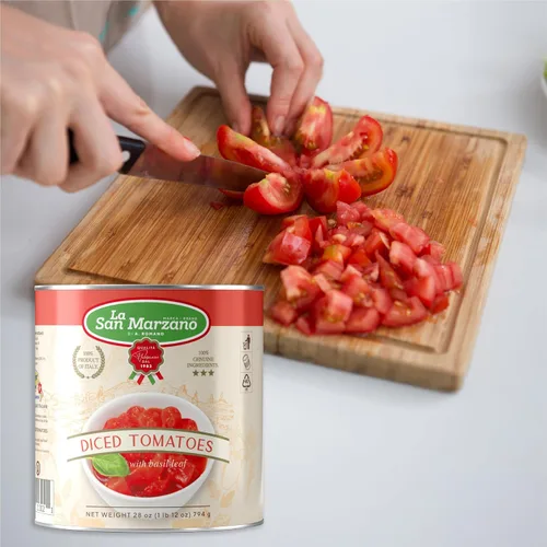 Vista 7 de La San Marzano - Tomates triturados picados en cubitos italianos de 28 onzas (paquete de 6) Estilo italiano, empaquetado en la región de San