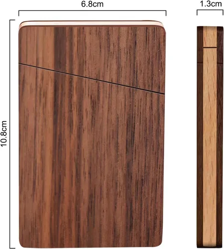 Vista 9 de Tarjetero de madera portafolios de tarjetas de visita estuche de madera para tarjetas de nombre tarjetero de nuez con cierre magnético portátil