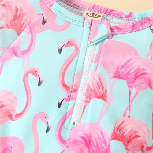 Vista 4 de Traje de baño de una pieza con cremallera de manga larga para bebé niña con gorro