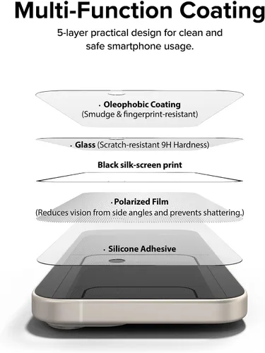 Vista 7 de Ringke Vidrio de privacidad [siéntete mejor en público] compatible con iPhone 15, fácil de instalar, compatible con fundas, protector de pantalla