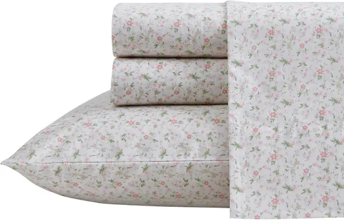Vista 29 de Laura Ashley - Juego de sábanas individual, ropa de cama de percal de algodón fresca y suave con bolsillos profundos, ligera para comodidad durante