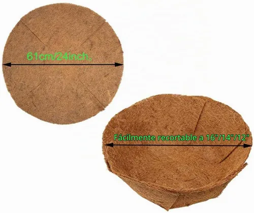 Vista 7 de EROCK 2 revestimientos redondos de coco de repuesto para cesta colgante, almohadilla de coco plegable de 24 pulgadas para cestas de fibra de coco