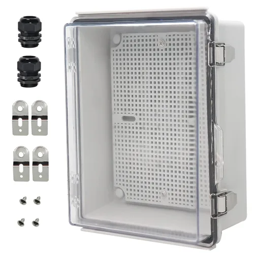 Vista 17 de Zulkit Caja de conexiones IP67 Caja eléctrica impermeable para proyectos con cubierta transparente con bisagras, cierre de acero inoxidable, carcasa