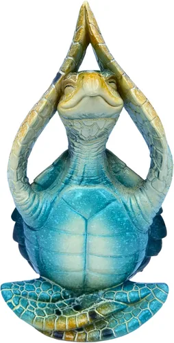 Vista 5 de VVGIFTS Estatua de Tortuga Marina para Meditación y Yoga, Figura de Jardín Meditación Adornos Costeros de Playa, Estatua de Resina Zen Yoga