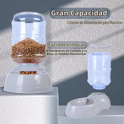 Vista 5 de Comederos automáticos para perros, dispensador de alimentos por gravedad de 3 galones para perros grandes, comedero automático para perros de razas