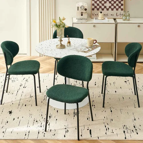 Vista 15 de Homedot Juego de 2 sillas de comedor tapizadas negras, modernas sillas de cocina de mediados de siglo tapizadas con cojín acolchado para comedor