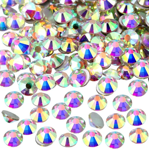 Vista 9 de EBOOT Paquete de 1440 gemas redondas de diamantes de imitación de cristal con parte trasera plana, para arte de uñas y decoración de maquillaje