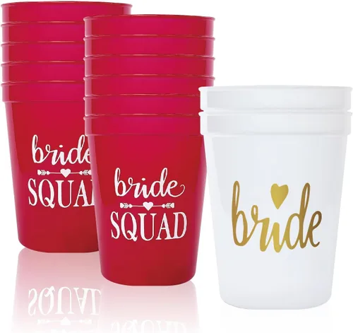 Vista 8 de PartyGifts&beyond Vasos de plástico para despedida de soltera, paquete de 13 tazas de plástico para dama de honor, despedida de soltera, decoración